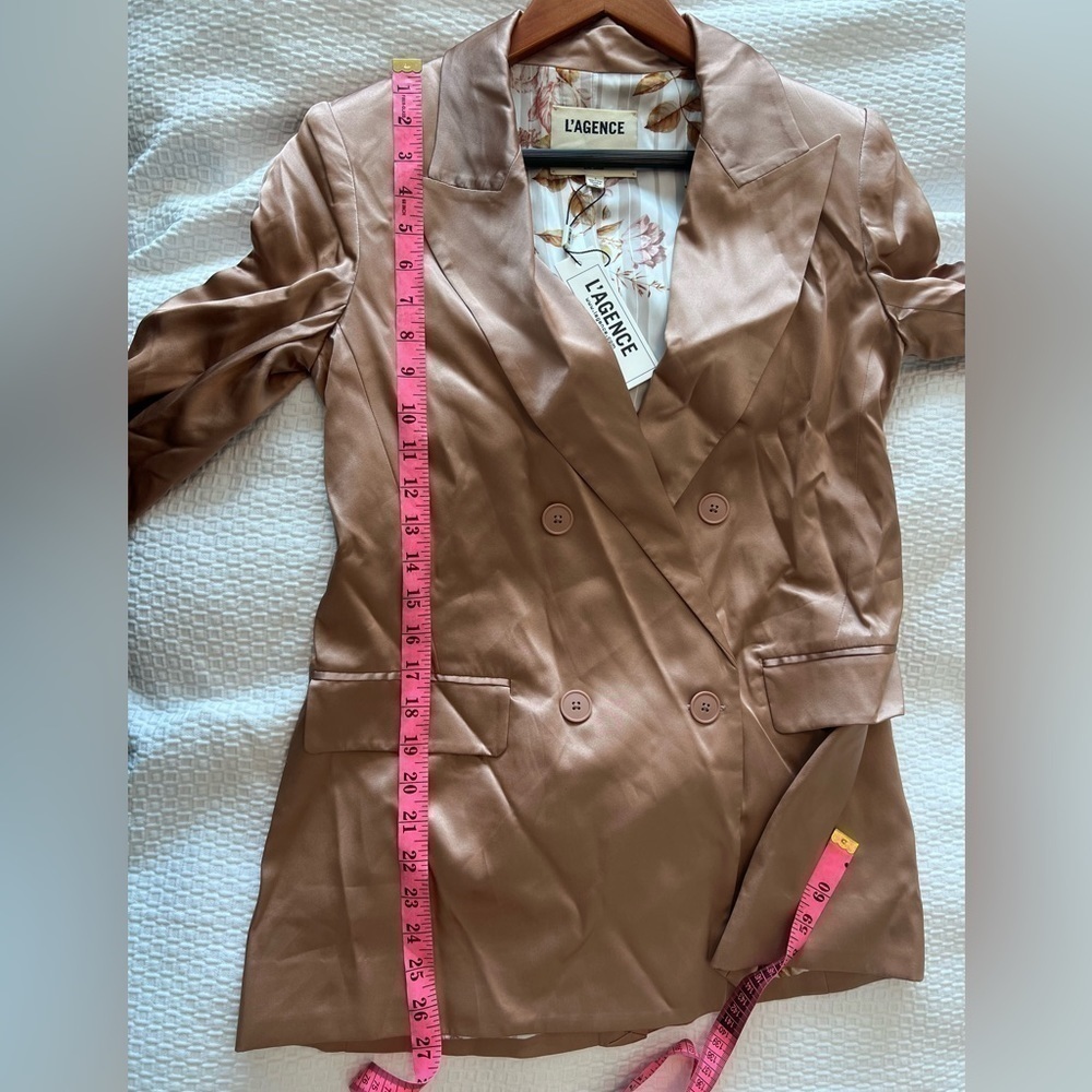 L'AGENCE 100% Silk Double-Breasted Blazer Jacket 2 - Picture 6 of 16